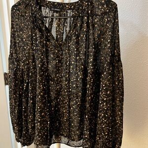 Sheer Black Floral Blouse by Blu Pepper size S